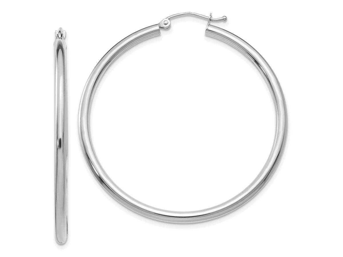 FJC Finejewelers 10 kt White Gold Hoops Polished 2.5mm Lightweight Tube Hoop Earrings 45 mm x 45.77 mm