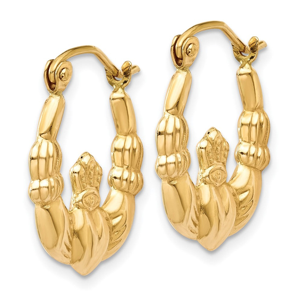 FJC Finejewelers 10 kt Yellow Gold Polished Claddagh Hoop Earrings 10 mm x 2 mm