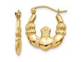 FJC Finejewelers 10 kt Yellow Gold Polished Claddagh Hoop Earrings 10 mm x 2 mm