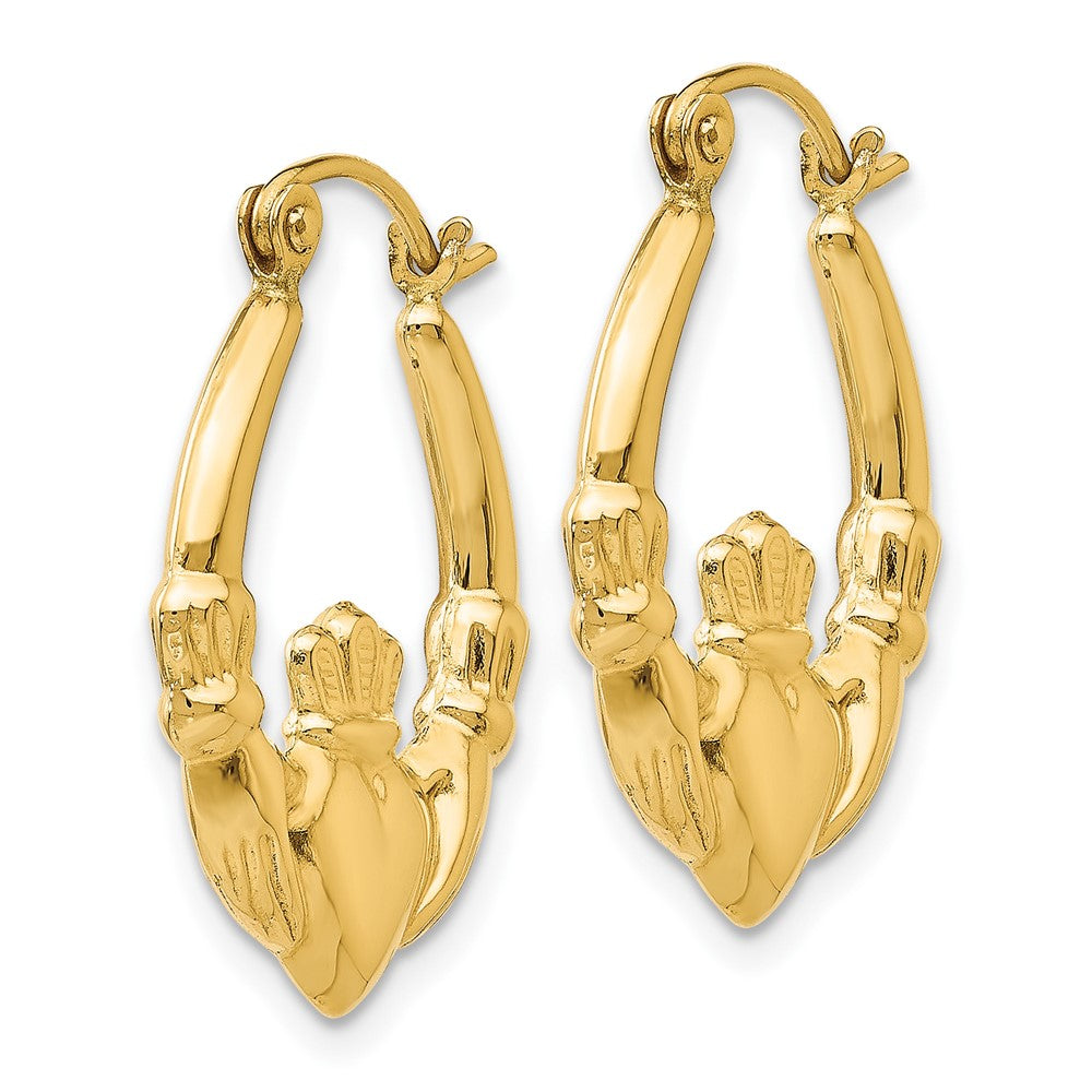 FJC Finejewelers 10 kt Yellow Gold Polished Claddagh Hoop Earrings 12 mm x 3 mm