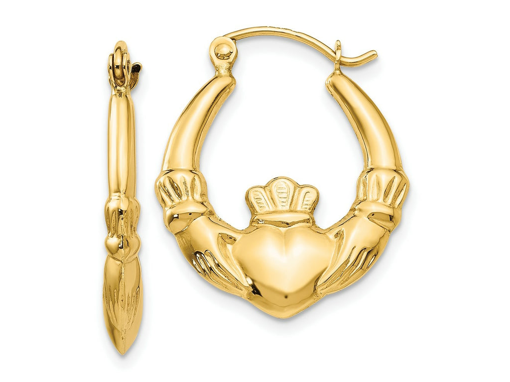 FJC Finejewelers 10 kt Yellow Gold Polished Claddagh Hoop Earrings 12 mm x 3 mm
