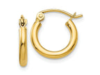 FJC Finejewelers 10 kt Yellow Gold Polished 2mm Lightweight Tube Hoop Earrings 13 mm x 12 mm