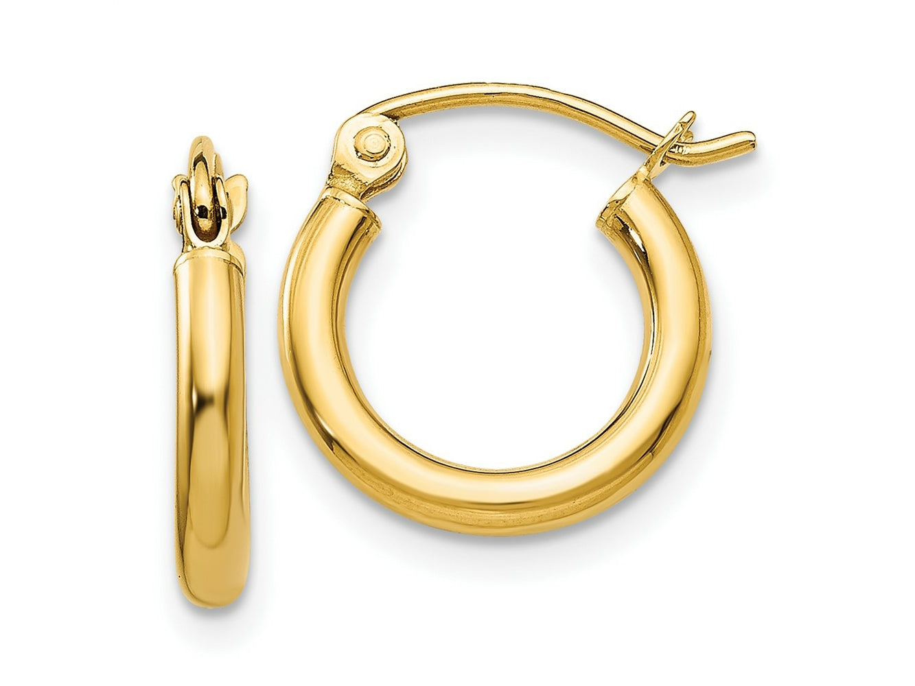 FJC Finejewelers 10 kt Yellow Gold Polished 2mm Lightweight Tube Hoop Earrings 13 mm x 12 mm