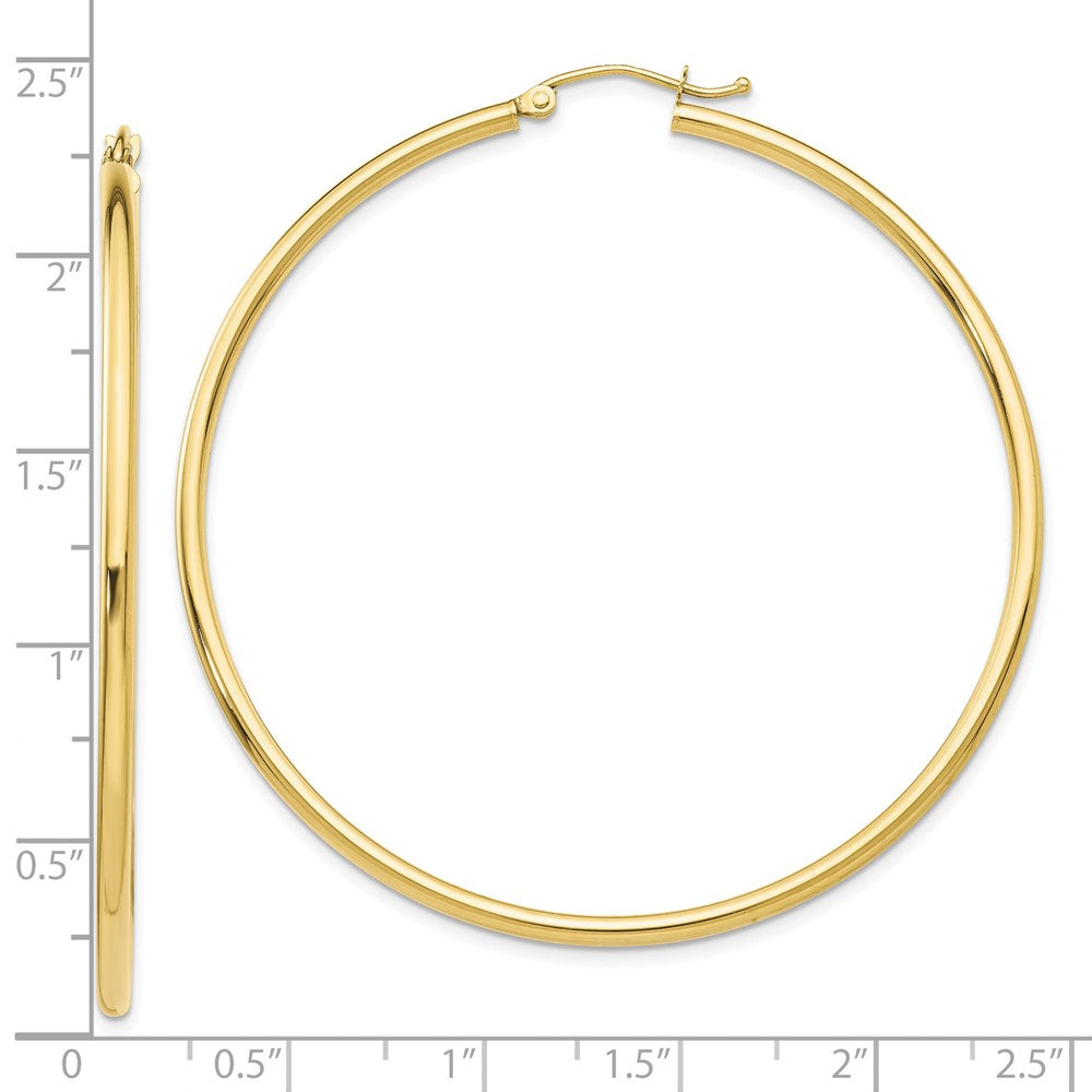FJC Finejewelers 10 kt Yellow Gold Polished 2mm Lightweight Tube Hoop Earrings 55 mm x 55 mm