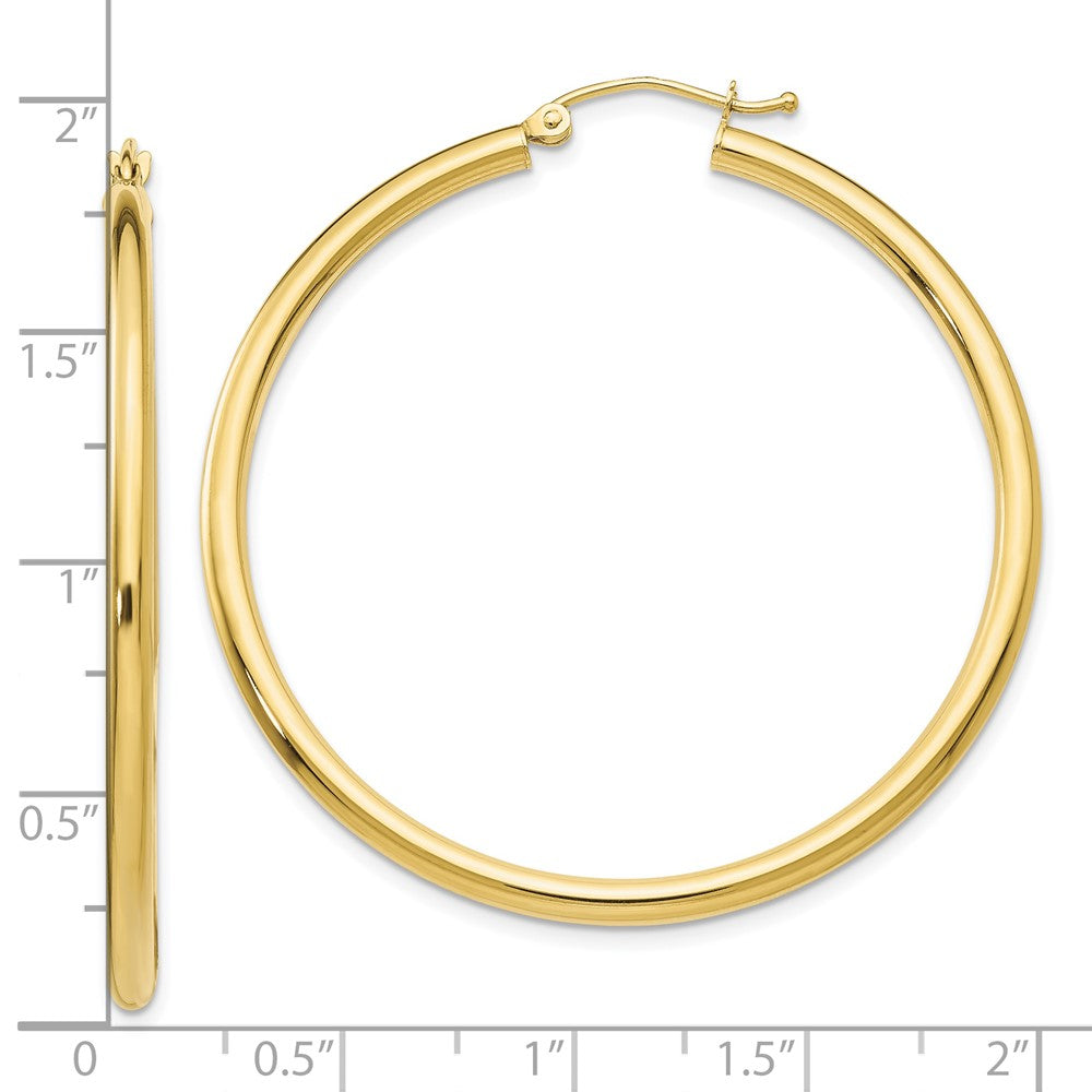 FJC Finejewelers 10 kt Yellow Gold Polished 2.5mm Lightweight Tube Hoop Earrings 45 mm x 45 mm