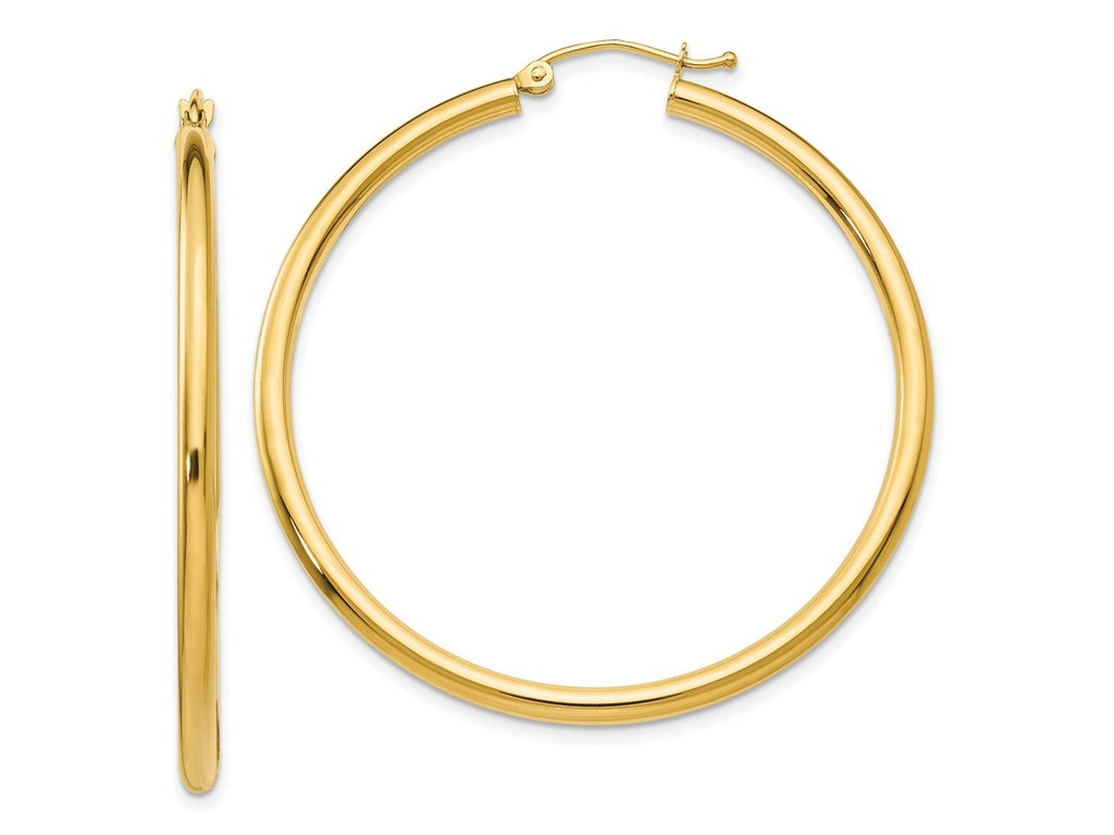 FJC Finejewelers 10 kt Yellow Gold Polished 2.5mm Lightweight Tube Hoop Earrings 45 mm x 45 mm