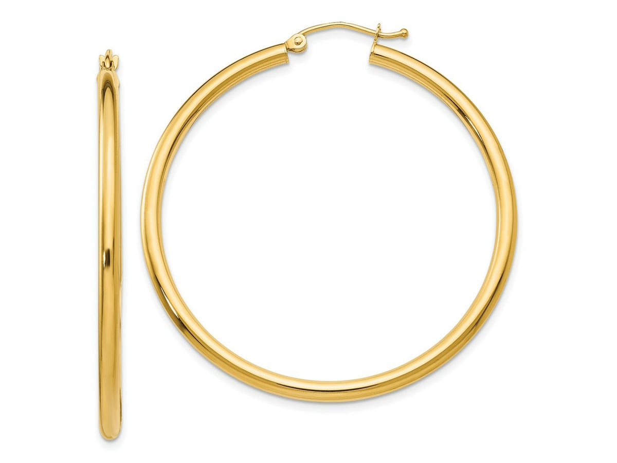 FJC Finejewelers 10 kt Yellow Gold Polished 2.5mm Lightweight Tube Hoop Earrings 45 mm x 45 mm
