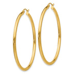 FJC Finejewelers 10 kt Yellow Gold Polished 2.5mm Lightweight Tube Hoop Earrings 50 mm x 50 mm