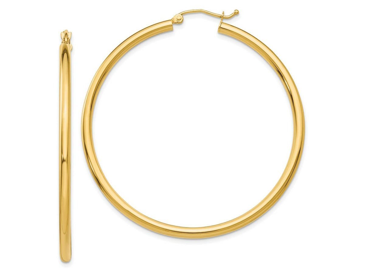 FJC Finejewelers 10 kt Yellow Gold Polished 2.5mm Lightweight Tube Hoop Earrings 50 mm x 50 mm