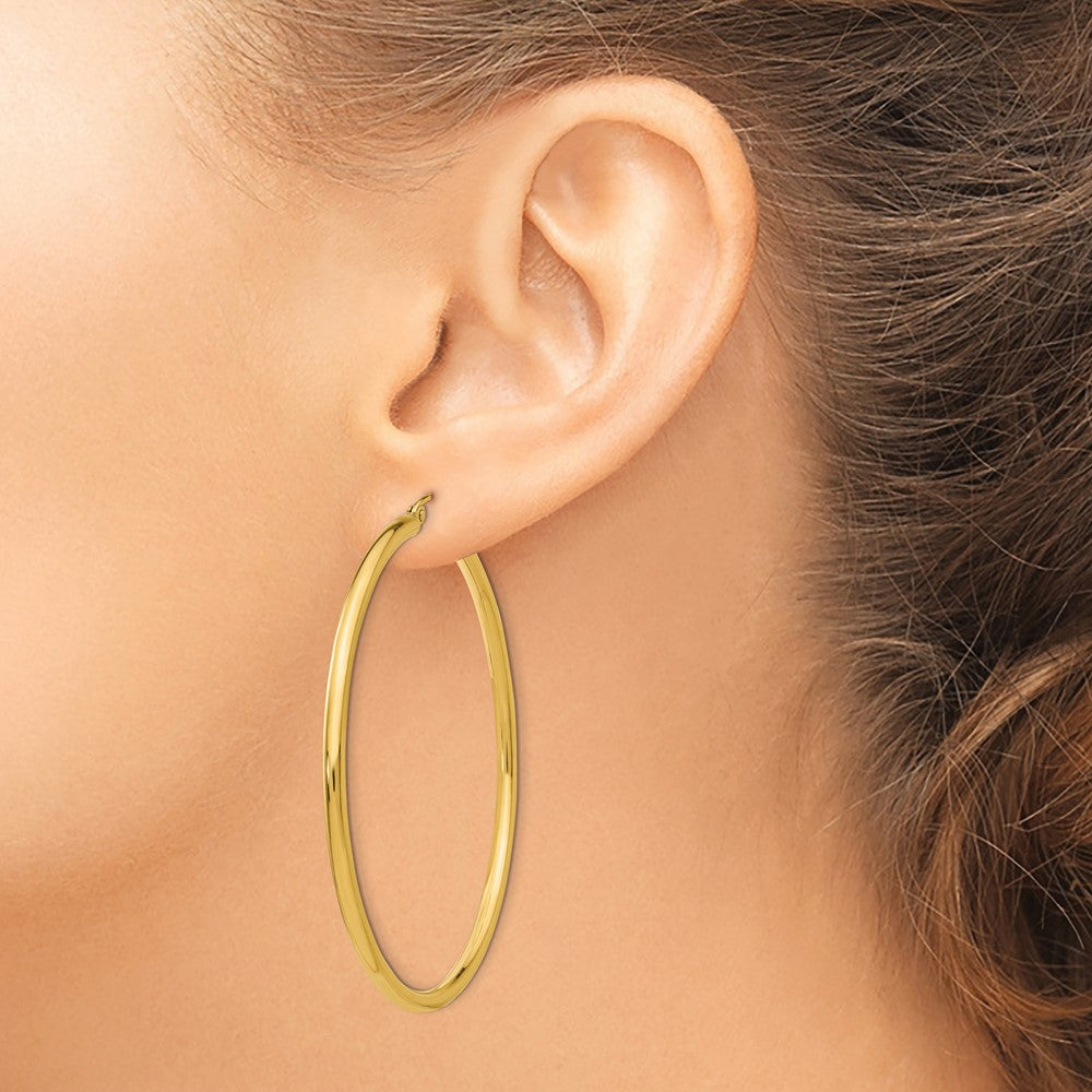 FJC Finejewelers 10 kt Yellow Gold Polished 2.5mm Lightweight Tube Hoop Earrings 55 mm x 55 mm