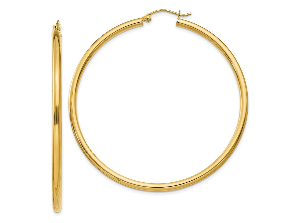 FJC Finejewelers 10 kt Yellow Gold Polished 2.5mm Lightweight Tube Hoop Earrings 55 mm x 55 mm