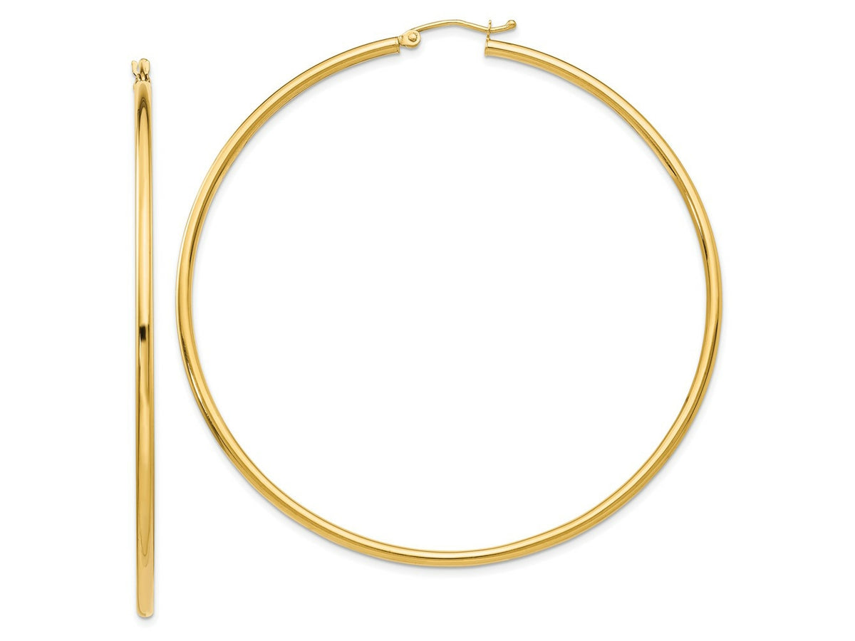 FJC Finejewelers 10 kt Yellow Gold Polished 2.5mm Lightweight Tube Hoop Earrings 65 mm x 66 mm