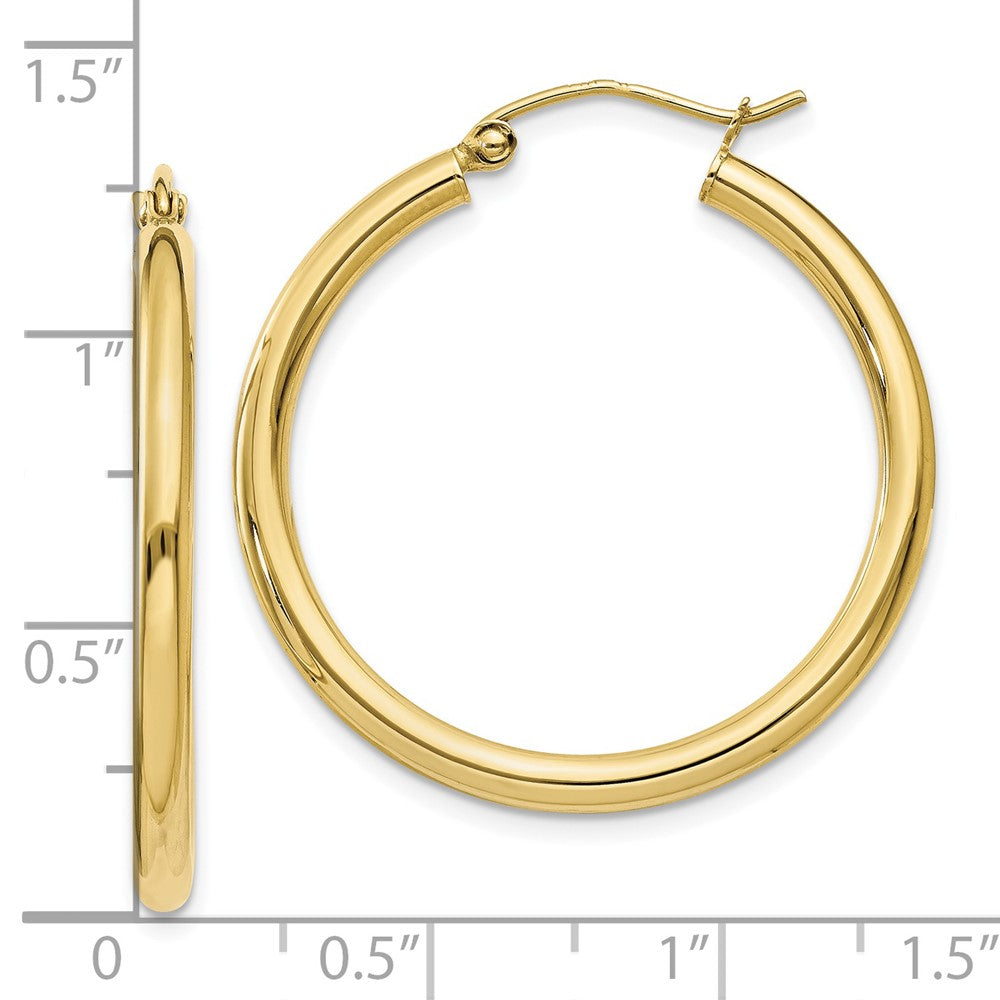 FJC Finejewelers 10 kt Yellow Gold Polished 2.5mm Lightweight Tube Hoop Earrings 30 mm x 30 mm