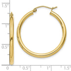 FJC Finejewelers 10 kt Yellow Gold Polished 2.5mm Lightweight Tube Hoop Earrings 30 mm x 30 mm