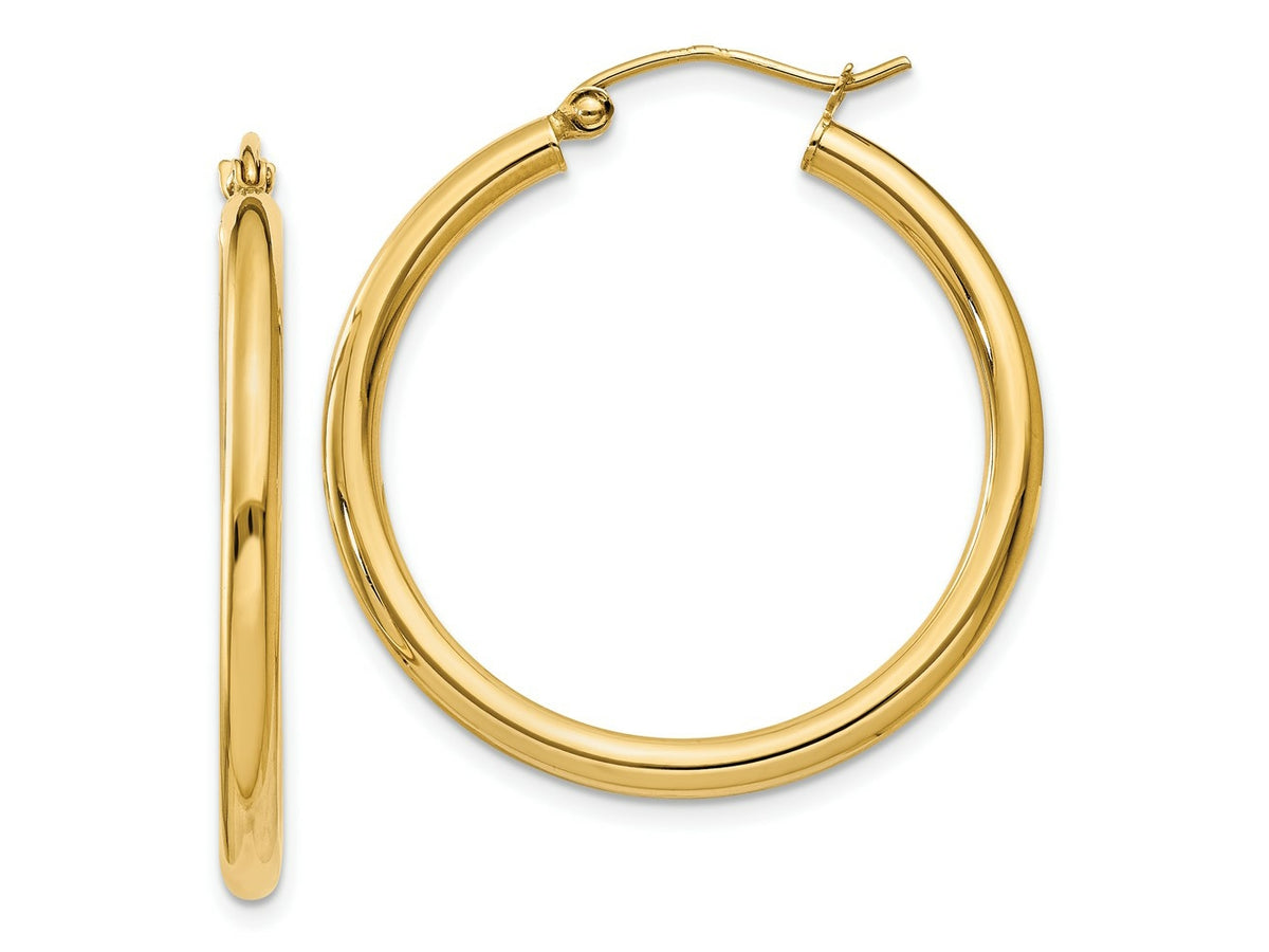 FJC Finejewelers 10 kt Yellow Gold Polished 2.5mm Lightweight Tube Hoop Earrings 30 mm x 30 mm