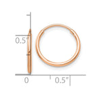 FJC Finejewelers 10 kt Rose Gold Endless Polished Endless Tube Hoop Earrings 15 mm x 15 mm