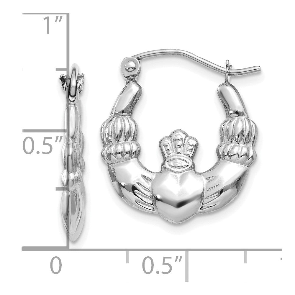 FJC Finejewelers 10 kt White Gold Shrimp / Creole Claddagh Hoop Earrings 10 mm x 2 mm