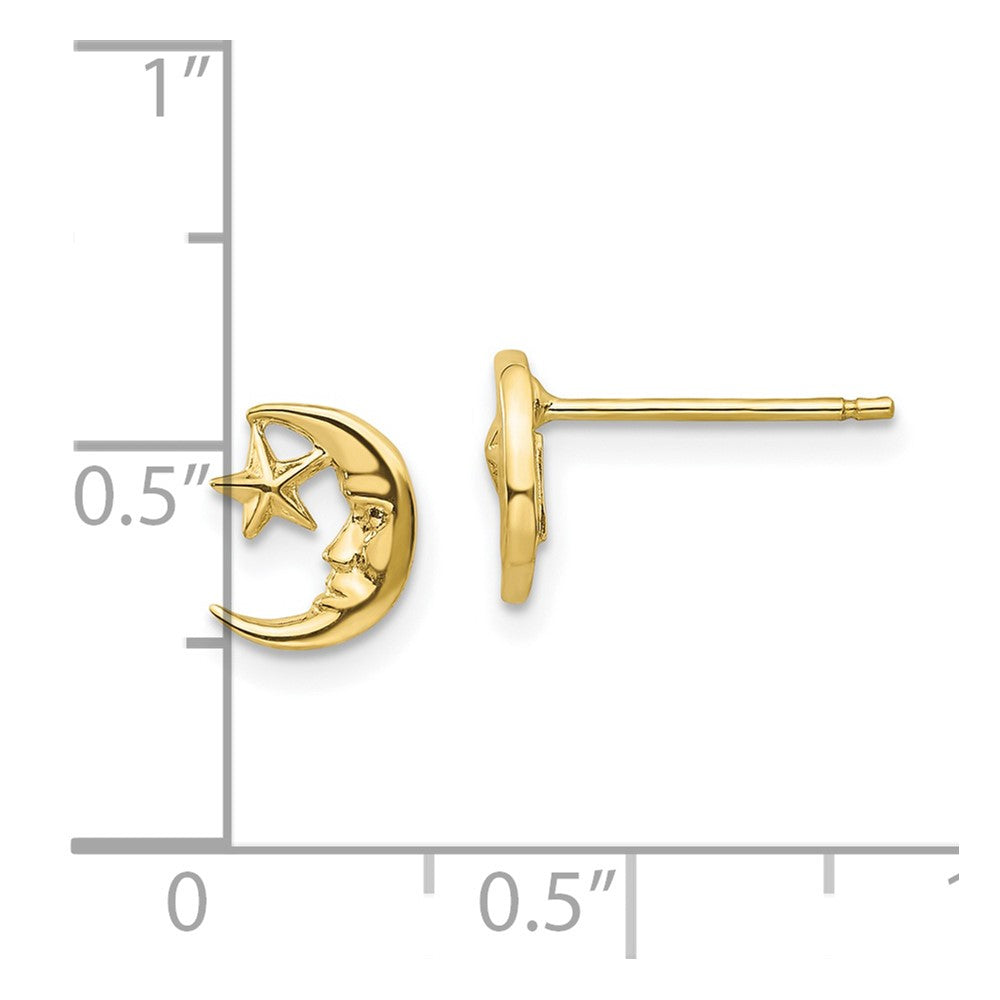 FJC Finejewelers 10 kt Yellow Gold Button Moon and Star Post Earrings 8 mm x 8 mm