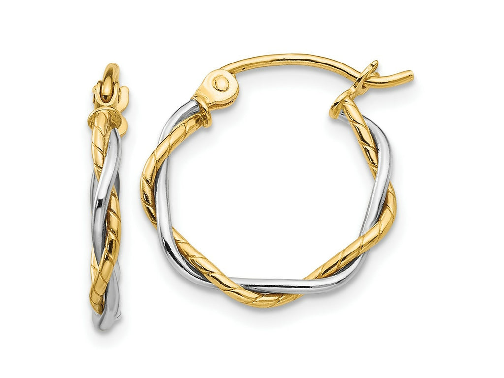 FJC Finejewelers 10 kt Two Tone Gold Two-tone Polished 1.8mm Twisted Hoop Earrings 12 mm x 1 mm