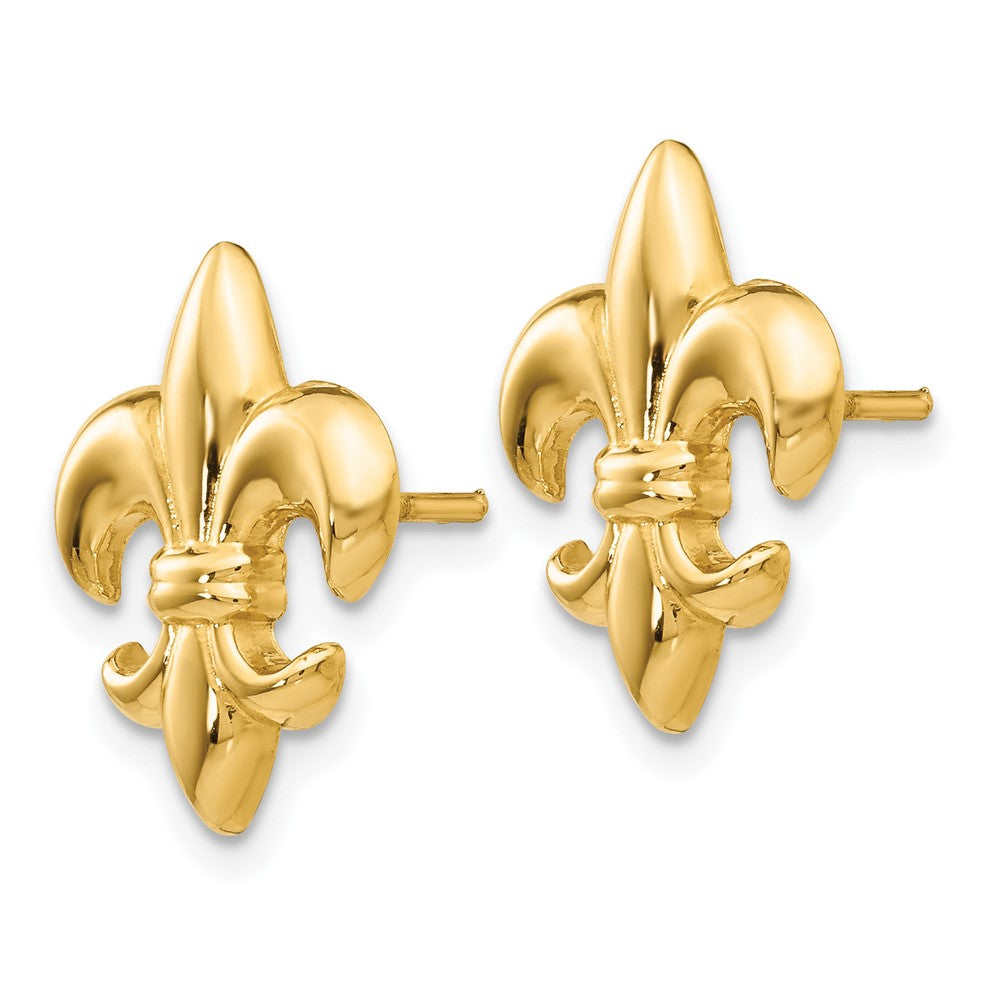 FJC Finejewelers 10 kt Yellow Gold Button Small Fleur-De-Lis Earring 15 mm x 11 mm