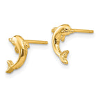 FJC Finejewelers 10 kt Yellow Gold Button Dolphin Post Earrings 9 mm x 7 mm