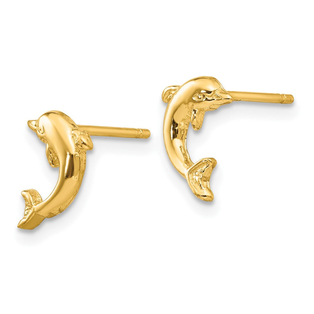 FJC Finejewelers 10 kt Yellow Gold Button Dolphin Post Earrings 9 mm x 7 mm