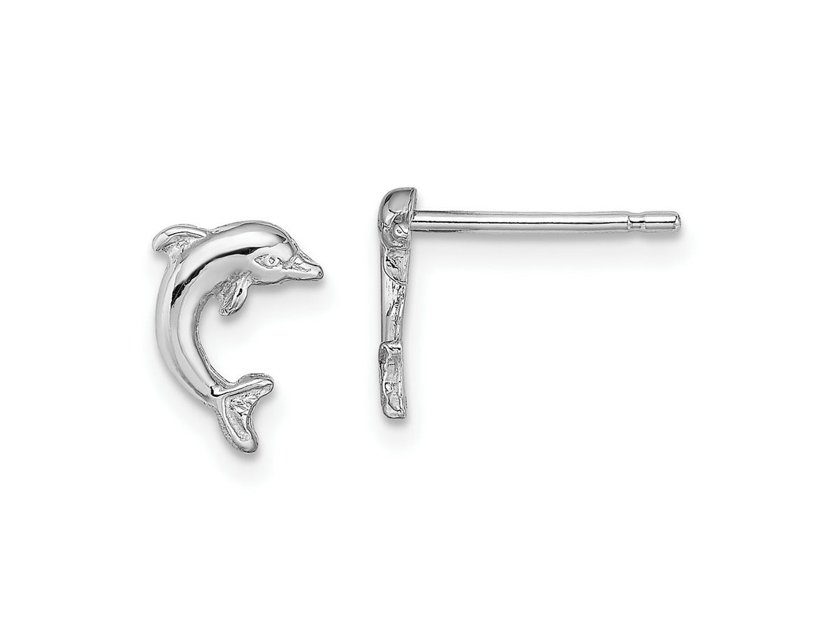 FJC Finejewelers 10 kt White Gold Button Mini Jumping Dolphin Post Earrings 9.7 mm x 7 mm