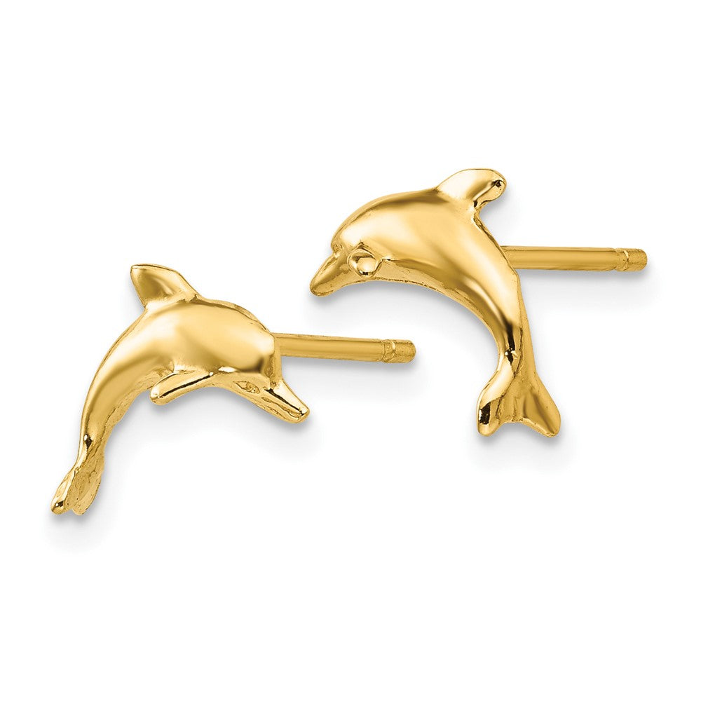 FJC Finejewelers 10 kt Yellow Gold Button Dolphin Post Earrings 13 mm x 10 mm