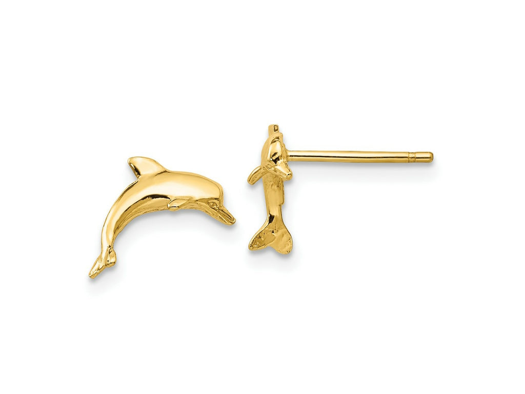 FJC Finejewelers 10 kt Yellow Gold Button Dolphin Post Earrings 13 mm x 10 mm