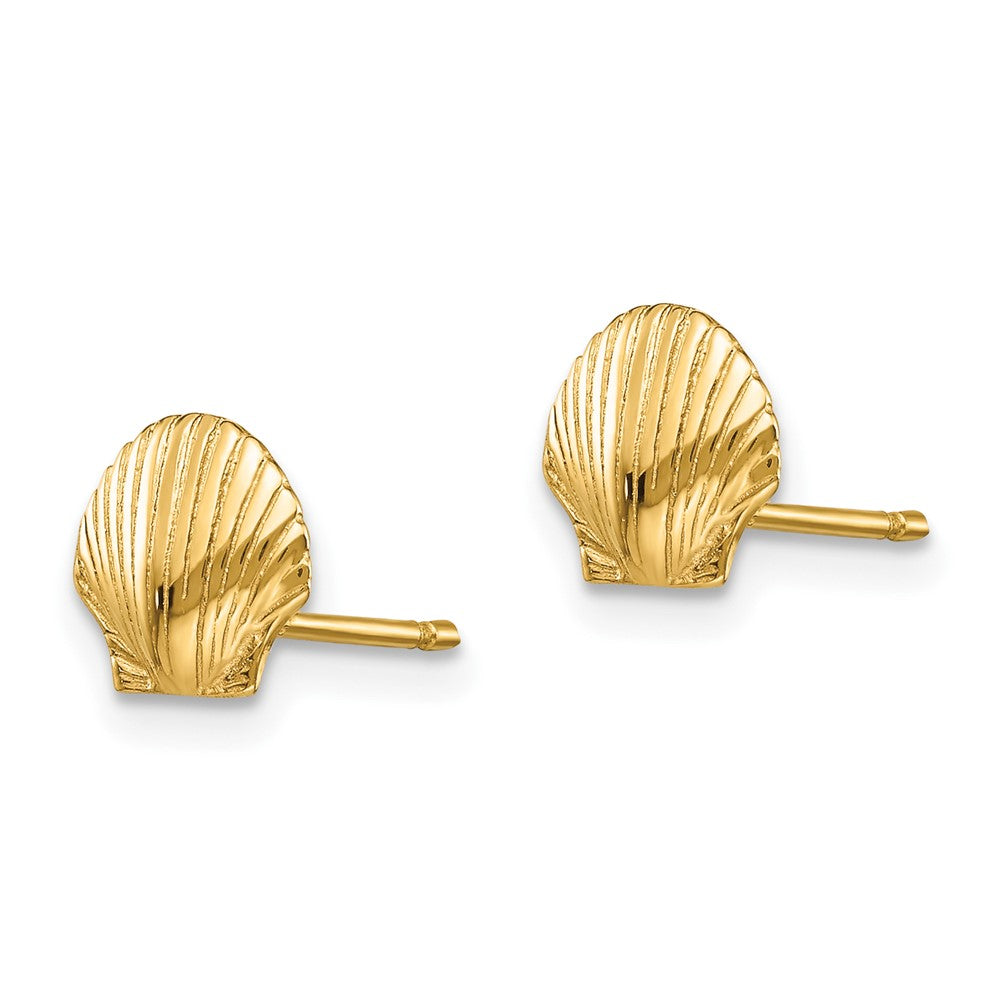 FJC Finejewelers 10 kt Yellow Gold Button Mini Scallop Shell Post Earrings 7 mm x 7 mm