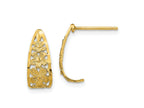 FJC Finejewelers 10 kt Yellow Gold Bright Cut Flower J-Hoop Post Earrings 17 mm x 6 mm