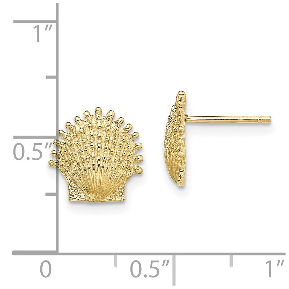 FJC Finejewelers 10 kt Yellow Gold Button Beaded Scallop Shell Post Earrings 10 mm