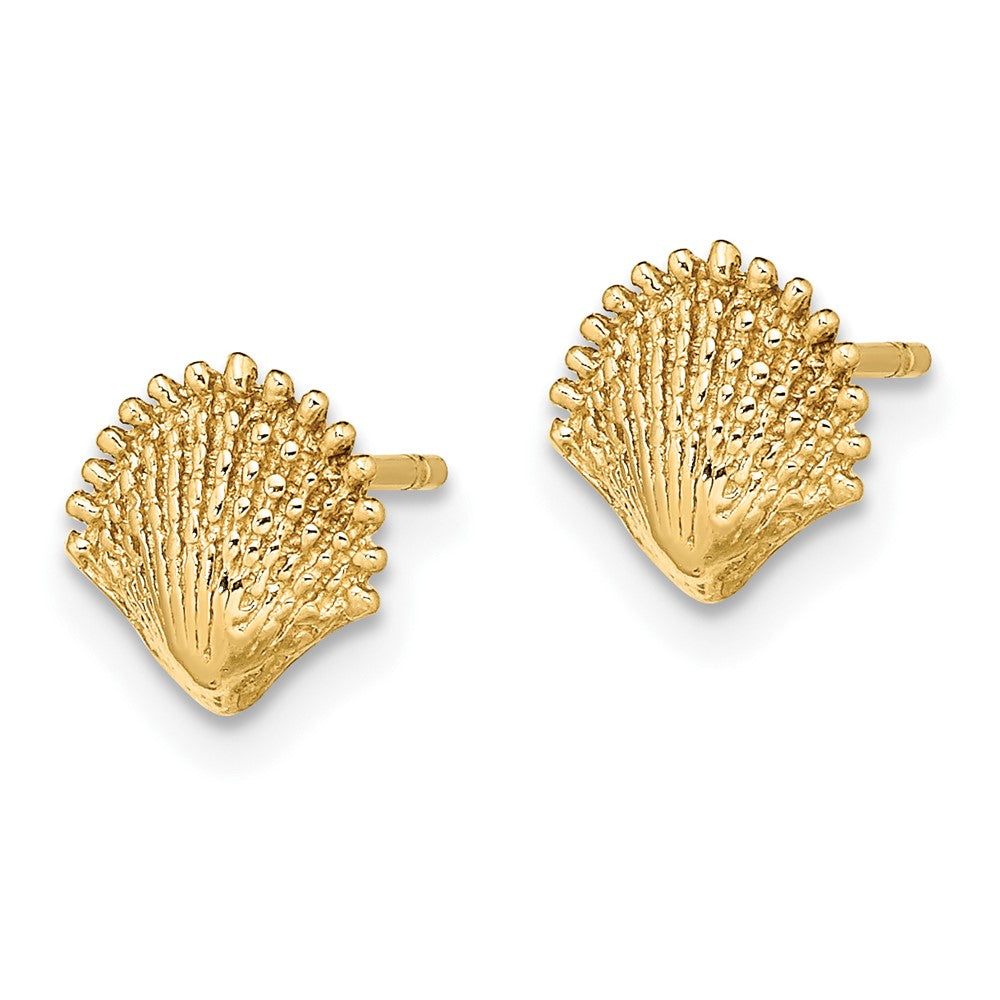 FJC Finejewelers 10 kt Yellow Gold Button Scallop Shell Post Earrings 7 mm