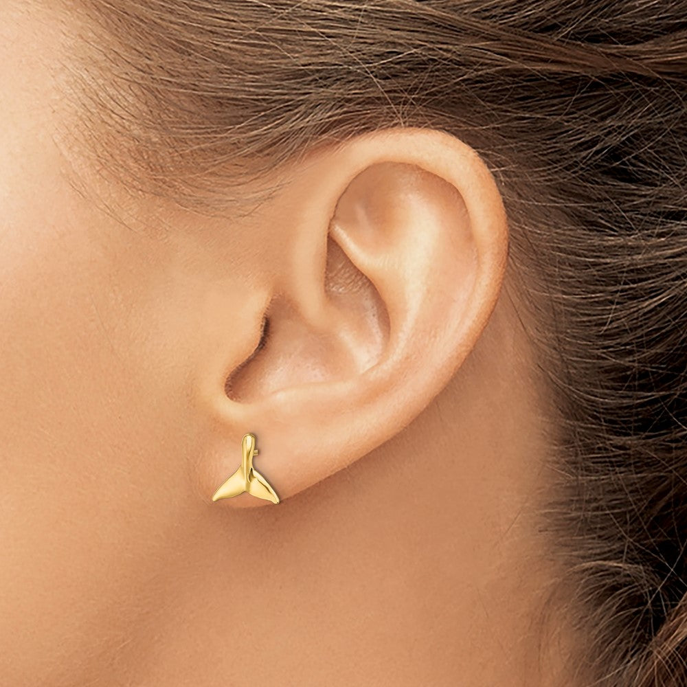 FJC Finejewelers 10 kt Yellow Gold Button Mini Whale Tail Post Earrings 9 mm x 9 mm