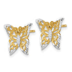 FJC Finejewelers 10 kt Yellow Gold Button with Rhodium Butterfly Post Earrings 12 mm x 30 mm