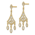 FJC Finejewelers 10 kt Yellow Gold with Rhodium Filigree Chandelier Dangle Earrings 35 mm x 13 mm