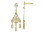 FJC Finejewelers 10 kt Yellow Gold with Rhodium Filigree Chandelier Dangle Earrings 35 mm x 13 mm