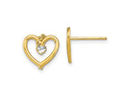 FJC Finejewelers 10 kt Yellow Gold Button with Rhodium Bright Cut Heart Post Earrings 10 mm x 11 mm