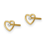 FJC Finejewelers 10 kt Yellow Gold Button with Rhodium Bright Cut Heart Post Earrings 5 mm x 5 mm