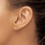 FJC Finejewelers 10 kt Yellow Gold Button with Rhodium Bright Cut Heart Post Earrings 5 mm x 5 mm