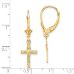 FJC Finejewelers 10 kt Yellow Gold Dangle Textured Heart In Cross Leverback Earrings 30 mm x 8 mm