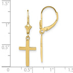 FJC Finejewelers 10 kt Yellow Gold Dangle Polished Cross Leverback Earrings 33 mm x 10 mm