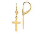 FJC Finejewelers 10 kt Yellow Gold Dangle Polished Cross Leverback Earrings 33 mm x 10 mm