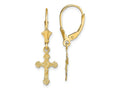 FJC Finejewelers 10 kt Yellow Gold Dangle Crucifix Leverback Earrings 30 mm x 9 mm