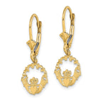 FJC Finejewelers 10 kt Yellow Gold Dangle Polished Claddagh Leverback Earrings 27 mm x 10 mm