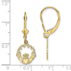 FJC Finejewelers 10 kt Yellow Gold Dangle Polished Claddagh Leverback Earrings 27 mm x 10 mm