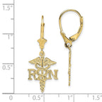 FJC Finejewelers 10 kt Yellow Gold Dangle RN Caduceus Leverback Earrings 32 mm x 13 mm