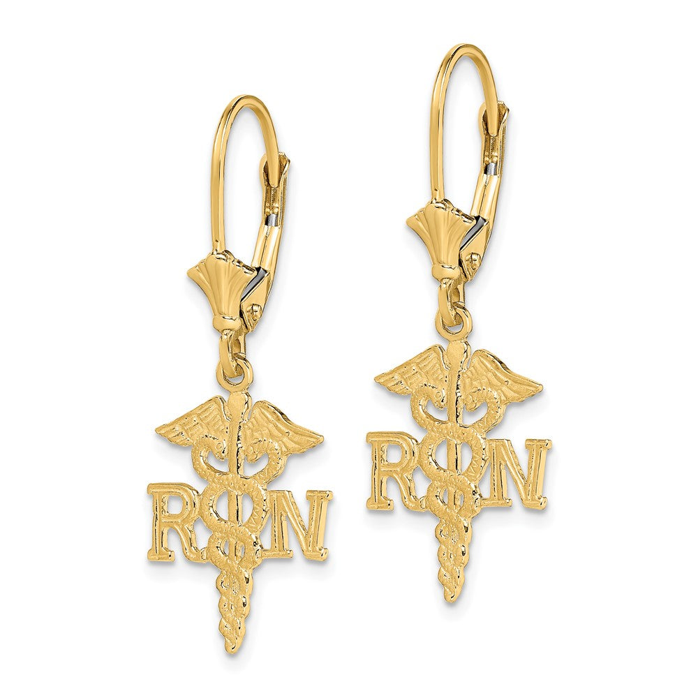FJC Finejewelers 10 kt Yellow Gold Dangle RN Caduceus Leverback Earrings 32 mm x 13 mm
