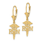 FJC Finejewelers 10 kt Yellow Gold Dangle RN Caduceus Leverback Earrings 32 mm x 13 mm