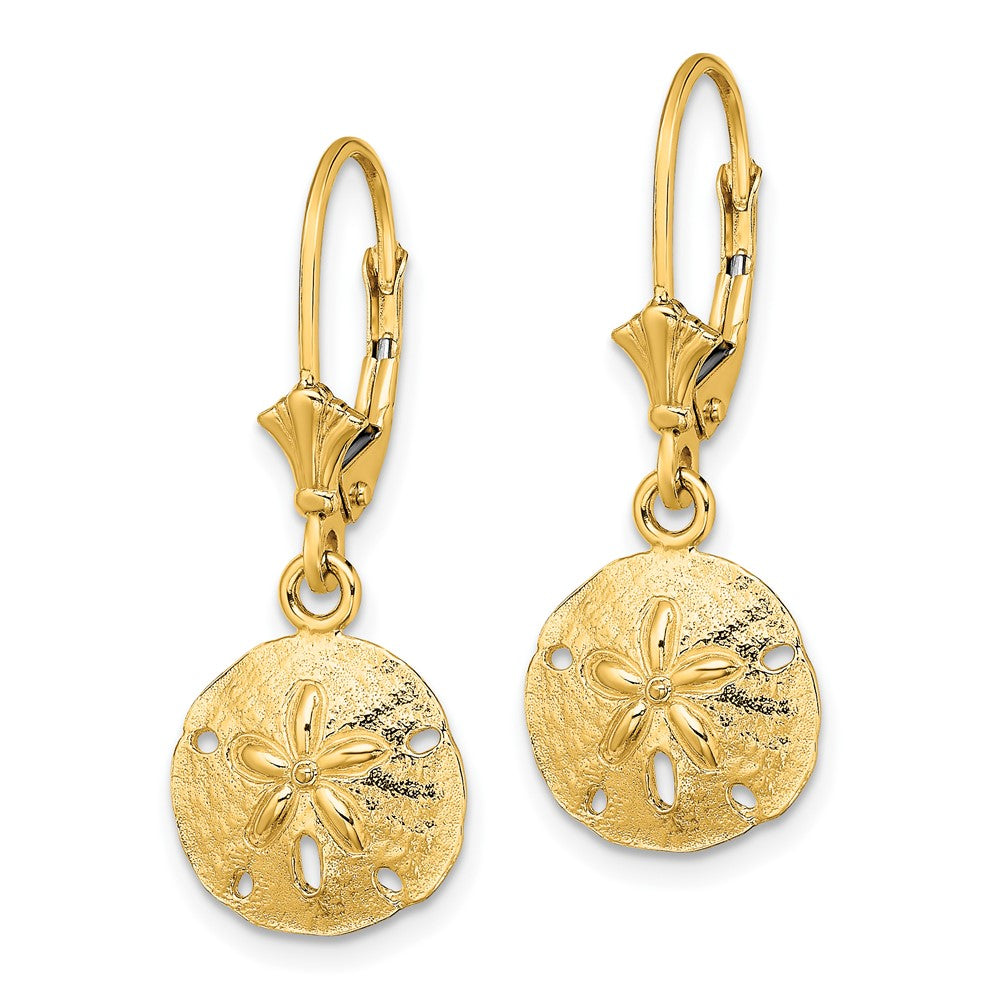FJC Finejewelers 10 kt Yellow Gold Dangle Polished Sand Dollar Leverback Earrings 29 mm x 11 mm